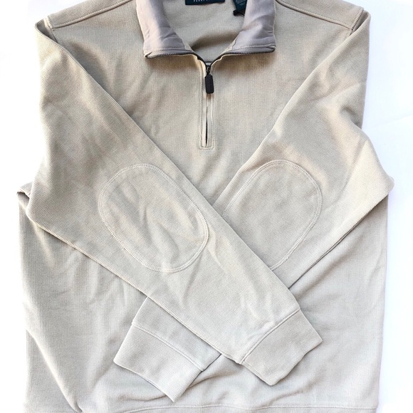 Perri Ellis Men’s Mock Neck Quarter Zip Pullover Sandbar Color Sweater - Picture 3 of 5